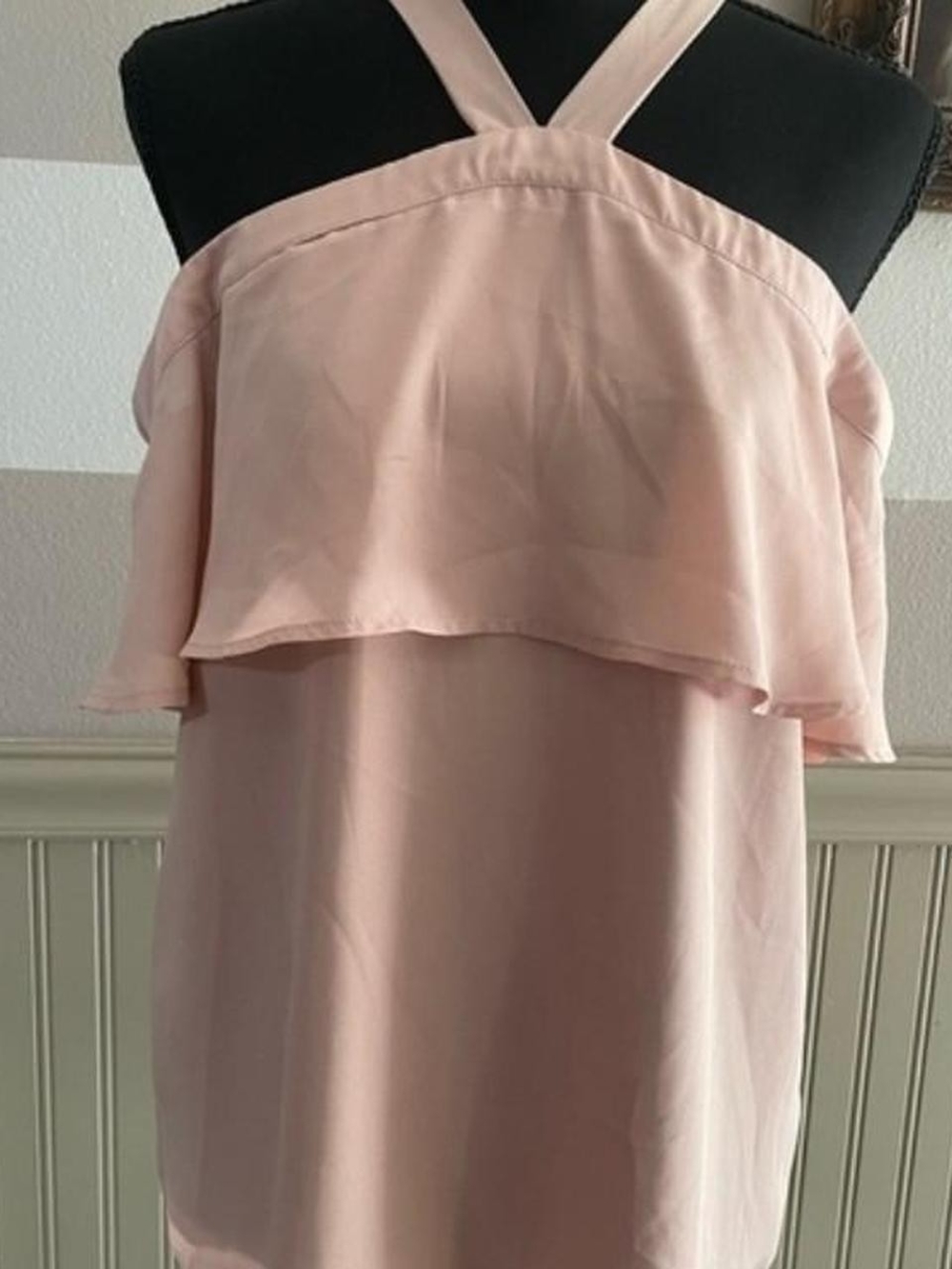 Shinestar Soft Pink Strapless Ruffle Dress